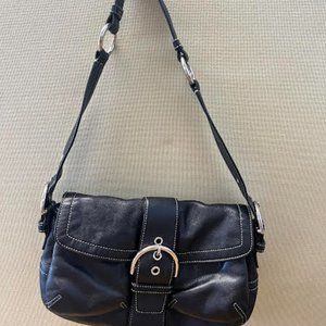 Coach black leather satchel saddle shoulder purse